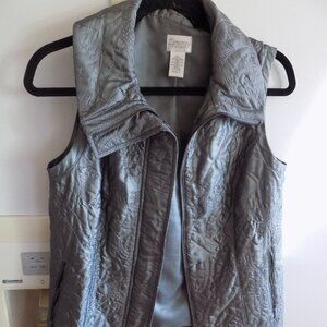 Chicos  zenergy quilted pewter gray zip vest lightweight 0